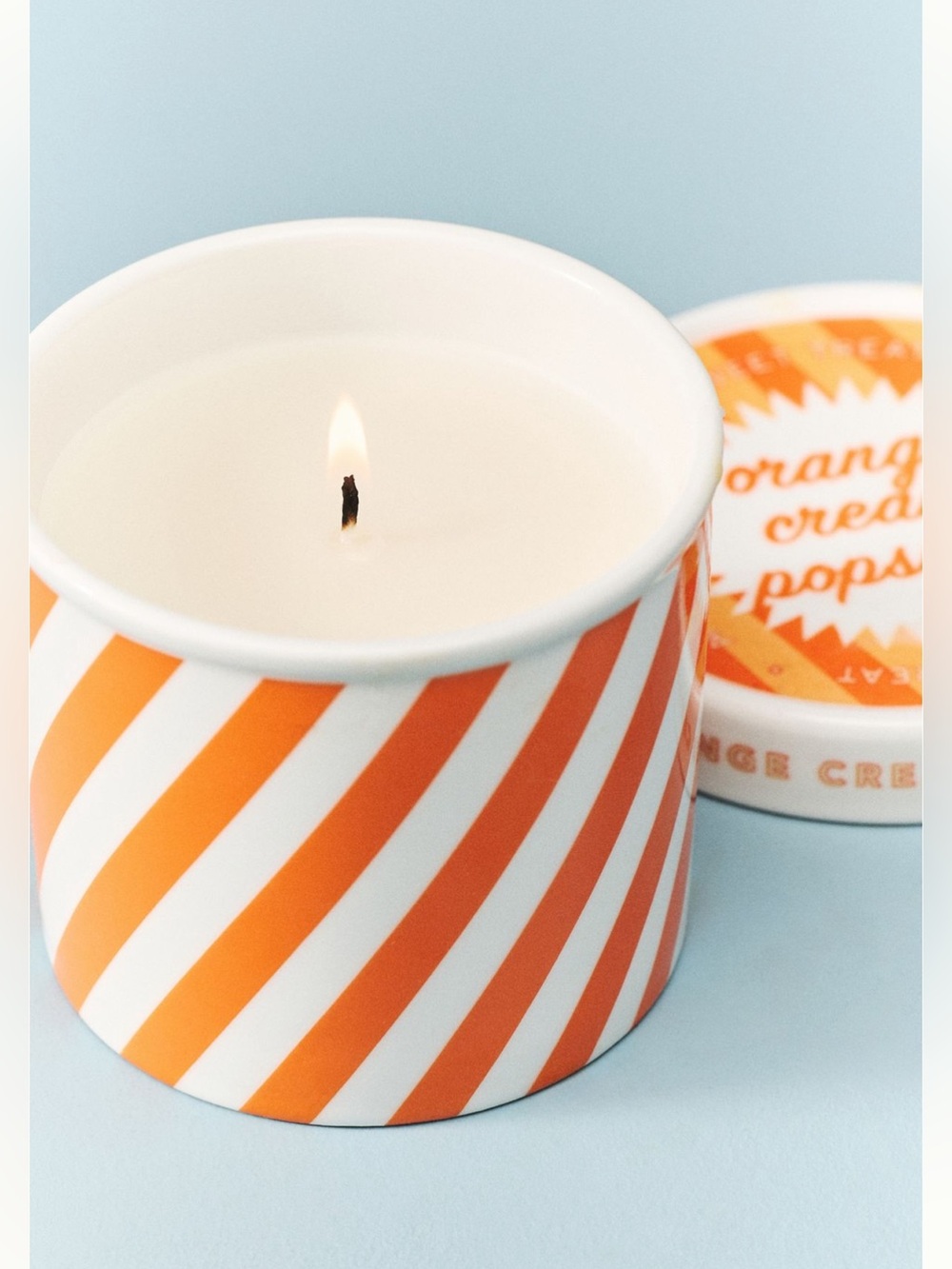 Anthro Orange Cream Popsicle Gourmand Candle Ceramic Ice Cream Pint Creamsicle